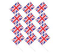SHINEOFI 50 Pièces Lot de Petits Drapeaux Britanniques à Bâton Polyester Drapeaux Portables Décoratifs pour Célébrations Extérieures et Patriotisme