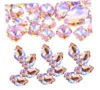 SHINEOFI 50 Pièces Rhinestones à Coudre Verre Décoratives pour Artisanat et Vêtements Strass Diy Couleur Rose Ab Accessoires Manuels pour Créations Personnalisées