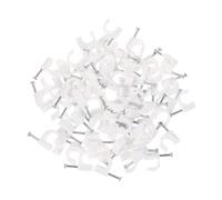 SHINEOFI 500 pièces Clips de Fixation Câbles Plastique Blanc avec Clous Organisation et Gestion Câbles Muraux pour Fils Fixation Facile et Données à Domicile ou Bureau