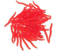 SHINEOFI 500 Pièces Leurre Souple en Silicone Rouge Réaliste de Ver de Terre pour Pêche en Eau Douce, Appât Polyvalent pour Truite et Brochet