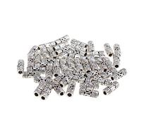 SHINEOFI 50pièces Perles Tube Colonne Alliage Tibétain Argenté Perles Espacement Rondes Accessoires De Bijoux DIY pour Bracelets Et Colliers