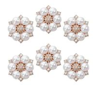 SHINEOFI 6 Pièces Cache-boutons de Manchette en Alliage et Perles Artificielles de Fleur, Élégants et Raffinés de Soirée et Événements Formels