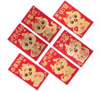 SHINEOFI 6 Pièces Enveloppes Rouges Chinoises Papier Rigide Motif Dragon pour Nouvel An Chinois Festival et Chance
