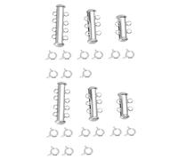 SHINEOFI 6 pièces Fermoirs Magnétiques Laiton avec Anneaux de Saut Non Soudés et Fermoirs à Ressort pour Bijoux Double Triple et Quadruple Rangées Argentées