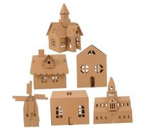 SHINEOFI 6 Pièces Kit Maison Carton à Décorer DIY pour Garçon Fille Maison Miniature Carton à Assembler et Peindre Activité Créative Artistique et Éducative