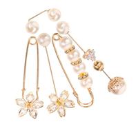 SHINEOFI 6 pièces Lot de Broches Épingles à Nourrice avec Perles Synthétiques Accessoires Mode pour Fixer Châles Pulls et Robes Clips Décoratifs Sécurisés