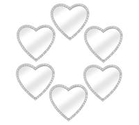 SHINEOFI 6 pièces Lot de Miroirs Autocollants pour Téléphone Portable avec Cadre Strassé Forme de Cœur Kit Décoration Élégante pour Coque Accessoires Glamour pour Filles et Voyages