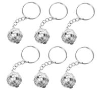 SHINEOFI 6 pièces Lot de Porte-clés Boules Disco Rétro Alliage Zinc avec Miroir Pendentif Boule Facette Argentée à Accrocher pour Cartable et Cadeau