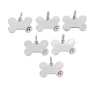 SHINEOFI 6 pièces Plaques Identification Os pour Chien Médaille Gravable Inoxydable Étiquettes Personnalisables pour Collier Faciles à Nettoyer Durables Couleurs Assorties