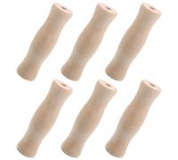 SHINEOFI 6 Pièces Poignée Bois Robuste pour Barbecue, Trou Traversant | Bois Massif Prépercé, Usage Extérieur et Camping, Compatible Foyers Barbecue et Fumoirs, Finition Kaki