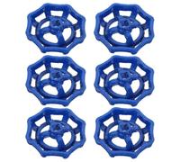 SHINEOFI 6 Pièces Poignée de Vanne Ronde en Acier Moulé Bleu pour Tuyau | Remplacement pour Robinet Extérieur et Clapet, Prise Sûre, Usage Résidentiel ou Commercial, Montage Simple