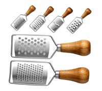 SHINEOFI 6 Pièces Set Râpes Acier Inoxydable avec Manche Bois Mini Râpe à Fromage Zesteur Agrumes pour Cuisine Légumes Fruits et Chocolat