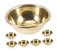 SHINEOFI 7 pièces Bol Offrande Bouddhiste Tibétain Cuvettes Rituelles Jaunes Bols Eau pour Pratique Spirituelle Décoration de Temple et Offrande Sacrée