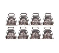 SHINEOFI 8 Cloches de Vache Carrées en Fer Argenté avec Poignée, Faciles à Transporter, pour Encourager Lors de Matchs de Football et Fêtes