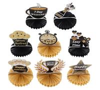 SHINEOFI 8 pièces Accessoires Fête Retraite Nid Abeille Noir Doré Centre Table pour Célébration Joyeuse Départ Retraite Anniversaire 8 pcs