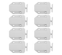 SHINEOFI 8 Pièces Loquet de Sécurité à Pression Fermeture Automatique Mécanisme de Verrouillage Intégré en Plastique Blanc pour Tiroirs et Placards pour Chambres Cuisine