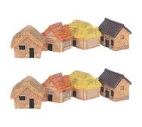 SHINEOFI 8 Pièces Maison Miniature Figurine Village Rustique en Résine, Cottage Miniature Toit de, Décoration Micro Paysage pour Bonsaï et Maison de Poupée, Salon, Anti-décoloration