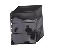 SHINEOFI 8 Pièces Pages de Rangement de Timbres Encarts de Collection de Timbres 11x8,5 Pouces Pet Double Face 3 Rangées Noir pour Classeur à Feuilles Mobiles