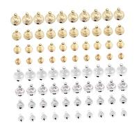 SHINEOFI 80 Pièces Cloches Miniatures Diy pour Animaux de Compagnie Grelots Laiton Poudré Brillant Or et Charms Élégants pour Création de Bijoux Animaliers