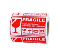 SHINEOFI 900 Pièces Autocollants Fragile, 13x7cm étiquettes d'avertissement Fragile Avec Inscription En Anglais, Taille Autocollant rouge