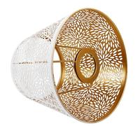 SHINEOFI Abat-Jour E27 en Fer Gravé Motif Chrysanthème Finition Extérieure Blanche et Intérieure Dorée pour Lampe de Table Lampadaire et Plafonnier Teinte Claire Décorative pour