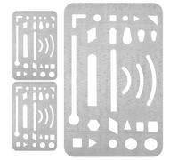 SHINEOFI Acier Inoxydable Bouclier D'effacement 3 Pièces | Plaque Argentée Ultra-fine, Coins Arrondis, Motifs Ajourés Variés, Masquage des Lignes, Format Portable pour Étudiants