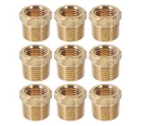 SHINEOFI Adaptateur Réducteur de Tuyau en Laiton 9 Pièces Raccord Hexagonal Npt Mâle 1/4 à Femelle 1/8 Douille Filetée pour Plomberie Hydraulique et Gaz Compact pour Installation en