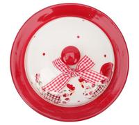 SHINEOFI Assiette à Beurre en Céramique Rouge Décor Floral Relief 3D Plat à Fromage et Desserts Vaisselle Pratique pour Fêtes et Goûters Récipient Alimentaire Élégant et Fonctionnel