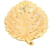 SHINEOFI Assiette en Alliage Forme Feuille Dorée Plateau à Fruits Moyen Plateau de Service pour Collations et Bonbons Nordique pour Maison Restaurant et Bureau Vide-poche Élégant