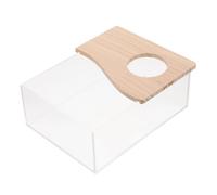 SHINEOFI Bac à Sable en Acrylique Transparent Demi-Couvercle en Bois pour Hamsters Et Souris, Bac à Litière Multifonctionnel pour Salle De Bain Et Jeu