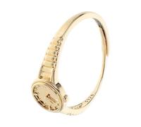 SHINEOFI Bague Montre Ouverte Dorée en Cuivre avec Mini Horloge pour Femme | Design Réglable et Élégant, Style Vintage Minimaliste, Lecture Discrète de L’heure, au Bureau Quotidien