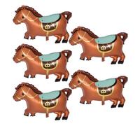 SHINEOFI Ballons en Aluminium Marron de Cheval 5pcs Réutilisables et Solide pour Décoration de Fête D'anniversaire et Célébration du Nouvel An Lunaire