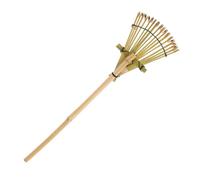 SHINEOFI Bamboo Garden Rake Lightweight Handheld Rake for Sandboxes and Courtyard Landscaping Traditional Japanese Style Wooden Garden Tool