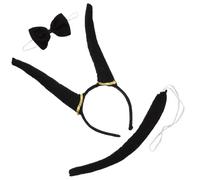 SHINEOFI Bandeau Cornes D’antilope Noir Ajustable, Accessoires de Cosplay | Ensemble Trois Pièces en Peluche Courte et Plastique, Texture Douce et Duveteuse, pour Fêtes, Spectacles et Événements