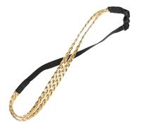 SHINEOFI Bandeau Tressé Élastique Or pour Femmes et Adolescentes | Structure Double Tresse, Simili Cuir, Ajustement Souple, Accessoire Réutilisable, Style Discret