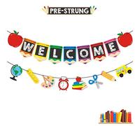SHINEOFI Banderole De Bienvenue Pour Le Retour Décorations De Bannière De Bienvenue Colorées Pour La Fête Du Premier Jour D'École Fournitures De Rentrée Scolaire