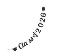 SHINEOFI Bannière de Fête « Class Of 2026 » en Papier Pailleté Noir, Guirlande Suspendue 300 Cm pour Décoration de Remise de Diplôme, pour Salle de Classe, Maison et Voiture, Décoration