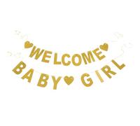 SHINEOFI Bannière Suspendue pour Fête Bébé Fille Décoration Shower Paillettes Bannière de Bienvenue pour Fête D’Anniversaire Guirlande Décorative Révélation du Bébé