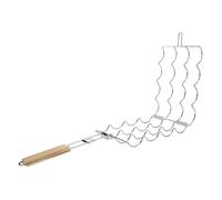 SHINEOFI Barbecue Pliable Portable Épais pour Maïs et Saucisses Accessoire Multifonction pour Barbecue Extérieur et Facile à Nettoyer avec Poignée Bois Confortable Camping et Pique-