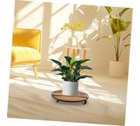 SHINEOFI Base pour Pot de Fleurs Bois avec roulettes Pivotantes Plateau Rond Mobile pour Intérieur et Extérieur Support Robuste pour Déplacer Facilement Les Plantes