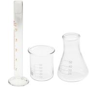 SHINEOFI Bécher Gradué 50 Ml Fiole Conique 50 Ml et Cylindre Gradué 10 Ml pour Mesures Précises en Chimie pour Étudiants et Professionnels