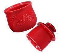 SHINEOFI Beurrier en Céramique Rouge avec Couvercle Hermétique Pot à Beurre Classique de Taille Standard Conservation Fraîcheur Optimale pour Beurre Fromage et Margarine Accessoire