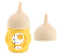 SHINEOFI Biberon pour Chatons 20ml en Silicone Plastique Jaune | Large Ouverture, Structure Détachable, Marquages Clairs, Tétine Incluse, Nettoyage Facile, Mesure Précise