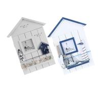 SHINEOFI Boîte à Clés Murale en Mdf Forme Maison Méditerranéenne 2pcs, Rangement Léger et Créatif, pour Décoration D'entrée ou Présent de Pendaison de Crémaillère