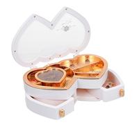 SHINEOFI Boîte à Musique Ballerine Rotative en Bois Blanche, Boîte à Bijoux Compacte pour Saint Valentin, Mélodies Romantiques, Rangement Bagues et Boucles D’Oreilles, Présent Féminin