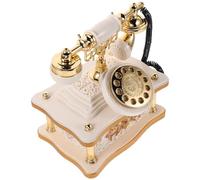 SHINEOFI Boîte à Musique Téléphone Rétro Blanc en ABS Figurine Vintage à Cadran Modèle Ancien Décoratif pour Bureau et Maison Musical pour Décoration Intérieure Présent Original et