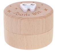 SHINEOFI Boîte à Souvenirs Ronde en Bois Naturel pour Dents de Lait D’garçon et Filles, Étui Étanche pour Rangement de Dents de Lait et Cheveux de Fœtus, Présent Mémoire Précieux pour Bébé