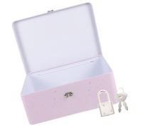 SHINEOFI Boîte de Rangement en Fer-blanc avec Serrure, Rose, Couvercle | Coins Arrondis, Style Adorable et Surface Lisse, pour Pièces, Petits Présents, Coiffeuse et Célébrations