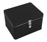 SHINEOFI Boîte de Rangement en Métal Carré en Tôle avec Couvercle et Serrure, Résistante à L'usure, Maison Stockage D'objets Divers