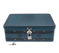 SHINEOFI Boîte de Rangement Vintage en Fer Blanc avec Serrure Grosse Taille Style Bateau Ancien Organiseur Polyvalent pour Bijoux Documents et Bureau Boîte à Souvenirs Verrouillable